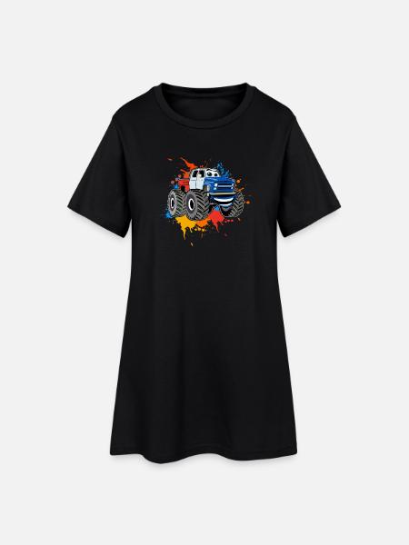 Monstertruck - Frauen T-Shirt-Kleid - Schwarz