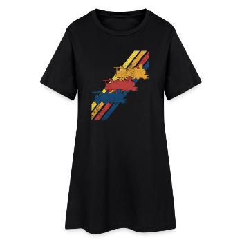 Zug Lokomotive Eisenbahn Modelleisenbahn - Frauen T-Shirt-Kleid - Schwarz - Vorne