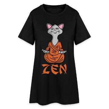 Chat zen et yoga - Robe T-shirt Femme - noir - Devant