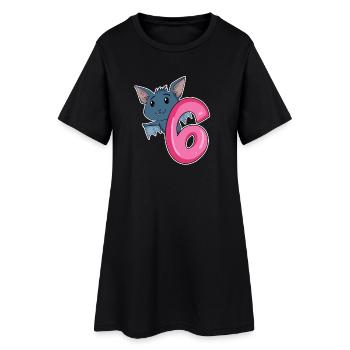 6 ans - 6ème anniversaire - motif chauve-souris - Robe T-shirt Femme - noir - Devant