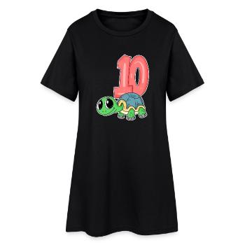 10 ans - 10ème anniversaire - motif tortue - Robe T-shirt Femme - noir - Devant