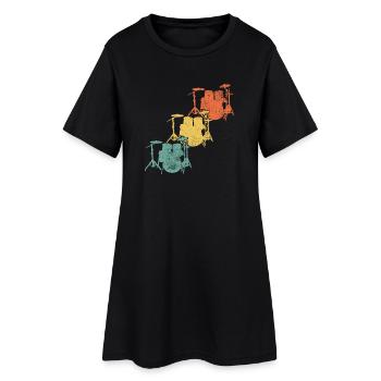Schlagzeug Schlagzeuger - Frauen T-Shirt-Kleid - Schwarz - Vorne