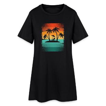Small island with palm trees - Women’s T-Shirt Dress - black - Front