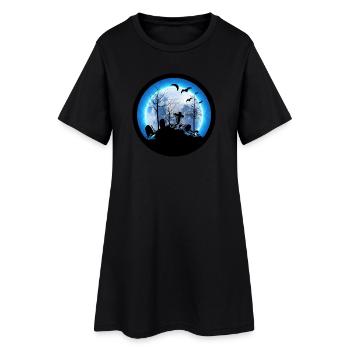 Cimetière de la Lune Pierre tombale Chauves-souris Sorcière Halloween - Robe T-shirt Femme - noir - Devant