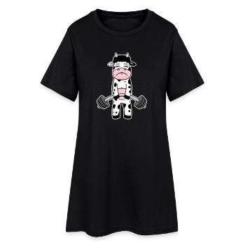Bodybuilder Cow Fitness Motivation Cadeau - Robe T-shirt Femme - noir - Devant