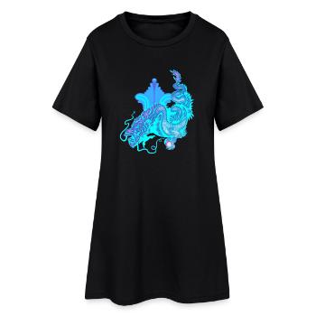 Dragon chinois bleu vif - Robe T-shirt Femme - noir - Devant