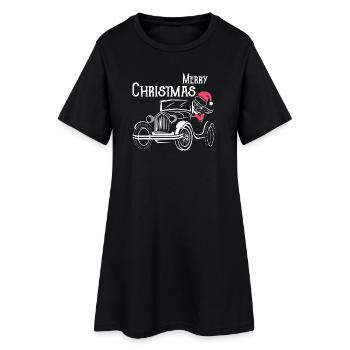 Noël voitures anciennes drôle Père Noël - Robe T-shirt Femme - noir - Devant