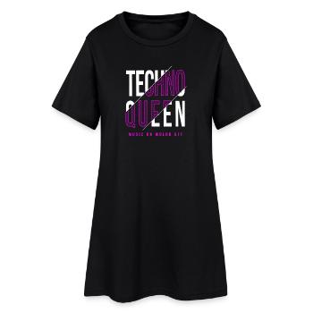 design techno queen - Robe T-shirt Femme - noir - Devant