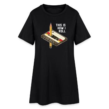 Mixtape Music Tape Cassette 80s 90s Retro Pen - Robe T-shirt Femme - noir - Devant