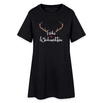 Frohe Weihnachten Rentier Geweih Dekoration - Frauen T-Shirt-Kleid - Schwarz - Vorne