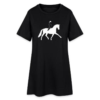 Dressurreiterin modern - Pferd im starken Trab - Frauen T-Shirt-Kleid - Schwarz - Vorne