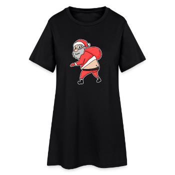 Lustiger Weihnachtsmann - Frauen T-Shirt-Kleid - Schwarz - Vorne