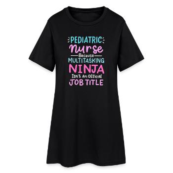 Kinderkrankenschwester - Frauen T-Shirt-Kleid - Schwarz - Vorne