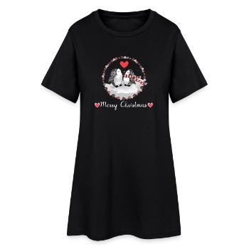 Pingouins Noël Joyeux Noël - Robe T-shirt Femme - noir - Devant