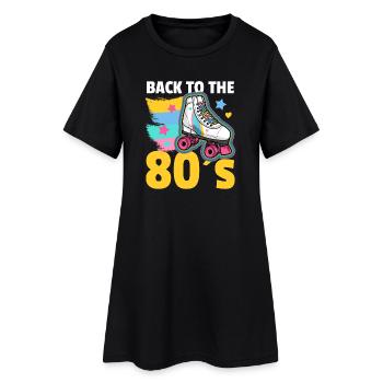 Rollschuhe 80er Rollschuhlaufen - Frauen T-Shirt-Kleid - Schwarz - Vorne