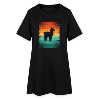 Alpaka - Frauen T-Shirt-Kleid - Schwarz - Vorne
