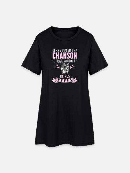 Si Ma Vie était une Chanson /Mes Rêves/ JJ Goldman - Robe T-shirt Femme - noir