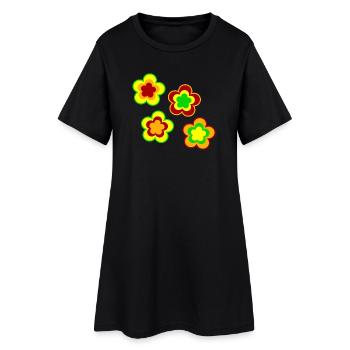 70s Flower Pattern - Women’s T-Shirt Dress - black - Front