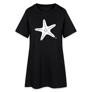 Kuesten-Kids - Seestern weiss - in Kontrastfarbe - Frauen T-Shirt-Kleid - Schwarz - Vorne