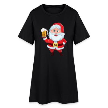 Père Noël avec chope à bière - Robe T-shirt Femme - noir - Devant