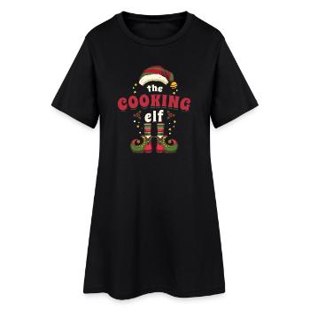 Weihnachten Koch Elf - Frauen T-Shirt-Kleid - Schwarz - Vorne
