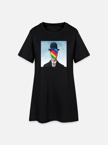 Arc-en-ciel Apple-Man - Robe T-shirt Femme - noir