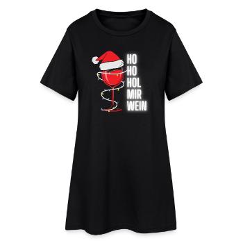 Ho Ho Hol Mir Wein - Weihnachtsoutfit Weihnachten - Frauen T-Shirt-Kleid - Schwarz - Vorne