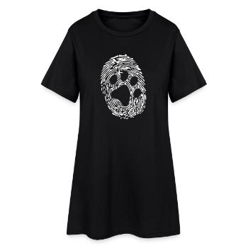 Chien - Patte de chien dans l’empreinte digitale - Robe T-shirt Femme - noir - Devant