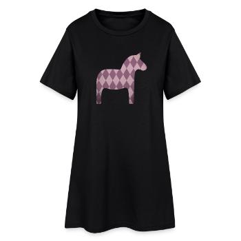 Dala Horse Diamonds Pink Horse Girl Scandinave - Robe T-shirt Femme - noir - Devant