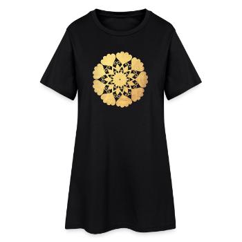 Fleur Mandala Or Yoga Ornement Sun Center om - Robe T-shirt Femme - noir - Devant