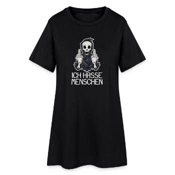 Halloween Sensenmann Ich hasse Menschen - Frauen T-Shirt-Kleid - Schwarz - Vorne