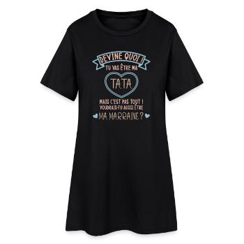 Devine quoi ! Tata voudrais-tu être ma marraine ? - Robe T-shirt Femme - noir - Devant