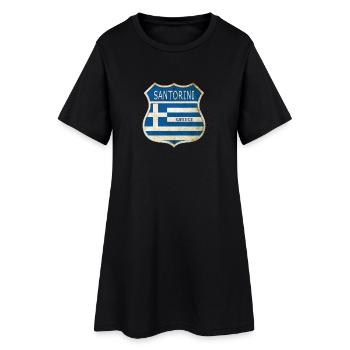Santorin Grèce Armoiries Drapeaux Design - Robe T-shirt Femme - noir - Devant