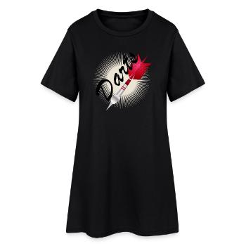 strahlender roter Dartpfeil mit Darts Typografie - Frauen T-Shirt-Kleid - Schwarz - Vorne