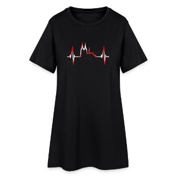 Cologne Skyline Heartbeat Rouge Blanc Kölsch Cologne - Robe T-shirt Femme - noir - Devant