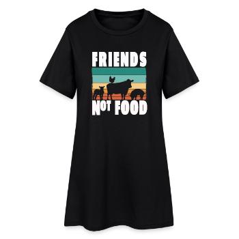 Amis végétariens végétaliens pas nourriture Bien-être animal - Robe T-shirt Femme - noir - Devant