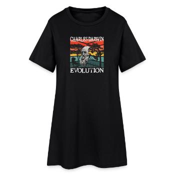 Idée cadeau textile Charles Darwin Evolution - Robe T-shirt Femme - noir - Devant