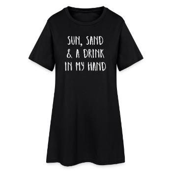 Sun Sand And A Drink In My Hand - Women’s T-Shirt Dress - black - Front