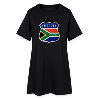 Le Cap Afrique du Sud Armoiries Drapeaux Design - Robe T-shirt Femme - noir - Devant