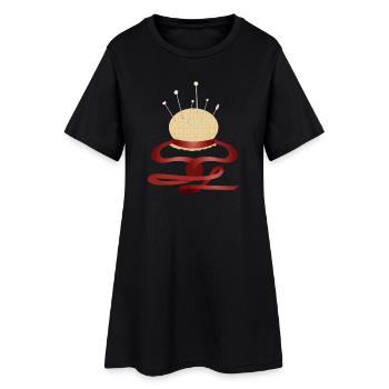 coussin d’épingle nostalgique avec épingles - Robe T-shirt Femme - noir - Devant