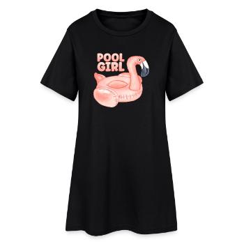 Pool Girl Flamingo Schwimmring Sommer Party - Frauen T-Shirt-Kleid - Schwarz - Vorne