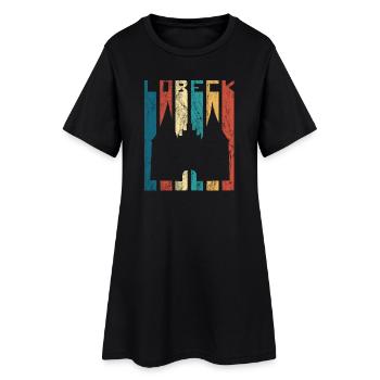 Lübeck Holstentor Retro Vintage Luebeck Geschenk - Frauen T-Shirt-Kleid - Schwarz - Vorne