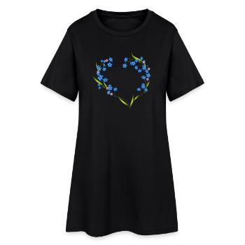 cadre délicat oubli-moi-pas en forme de cœur - Robe T-shirt Femme - noir - Devant