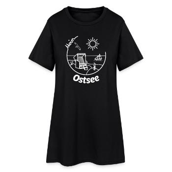 Ostsee Urlaub Strandkorb Souvenir Geschenkidee - Frauen T-Shirt-Kleid - Schwarz - Vorne