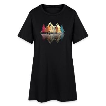 Wald am See im Grunge Retro Design - Frauen T-Shirt-Kleid - Schwarz - Vorne