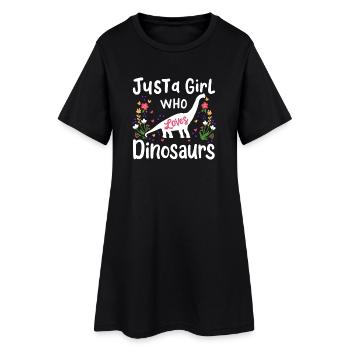 Dinosaurier Dinosaurier-Liebhaber - Frauen T-Shirt-Kleid - Schwarz - Vorne
