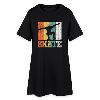 Skateboarden Skateboarder - Frauen T-Shirt-Kleid - Schwarz - Vorne