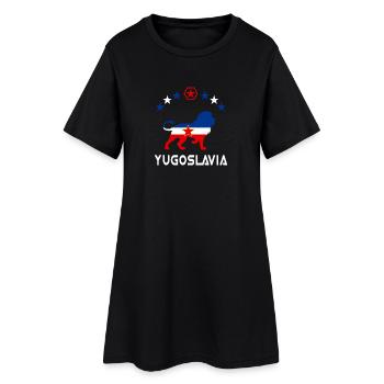 Motif lion de Yougoslavie - Robe T-shirt Femme - noir - Devant