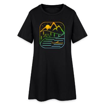 Kayak sports de plein air aviron conception de canoë - Robe T-shirt Femme - noir - Devant