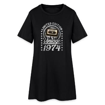1974 Année de naissance Année de construction Anniversaire Vintage - Robe T-shirt Femme - noir - Devant